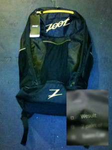 Zoot Performance Transition Bag and its typo